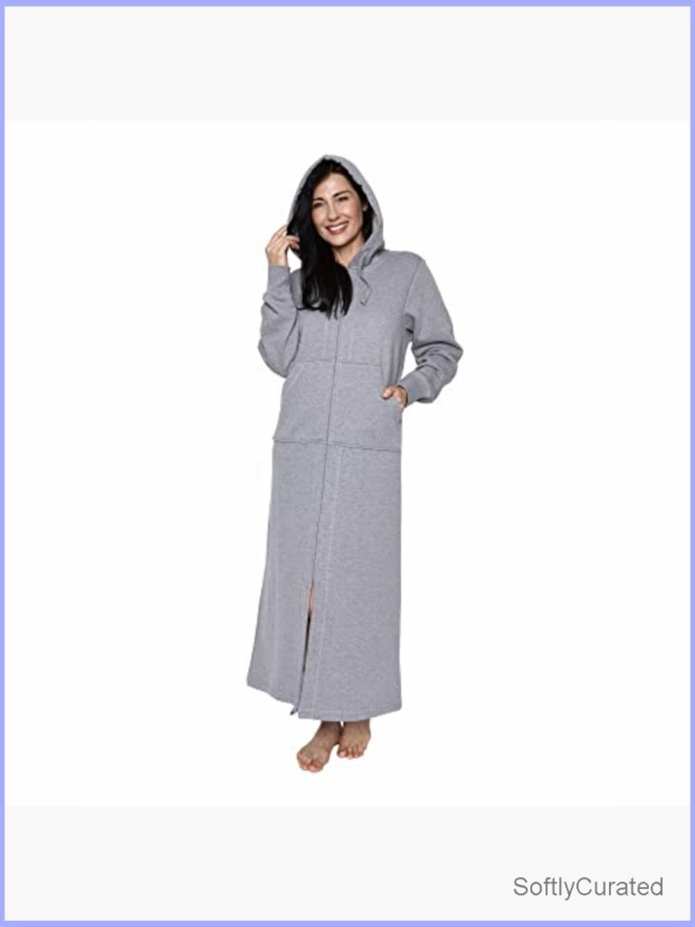 Full-Length Zip-Up Hooded Loungewear Sweatshirt, Relaxed Fit Wearable Blanket, - Picture 3 of 6